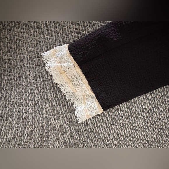 Sandro Black Mini Dress with White Lace Bib Trim Size 34 NWT - Picture 6 of 12